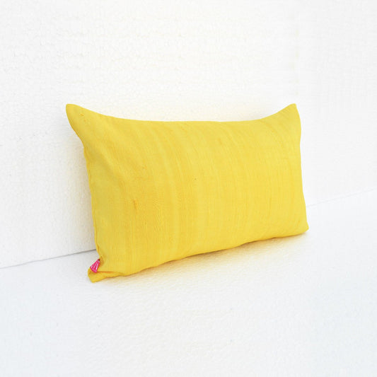 Yellow Pure Silk Dupioni Pillow Cover – Luxury Reversible Decorative Cushion