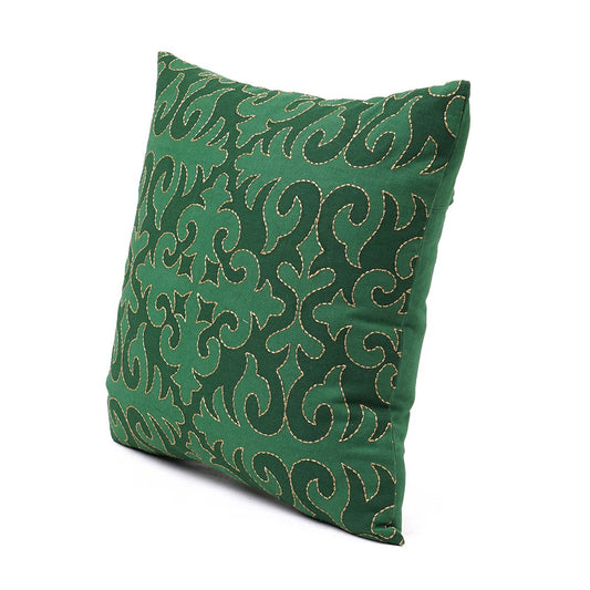 Shyrdak Tropical Green Cotton Cushion Cover with Embroidery