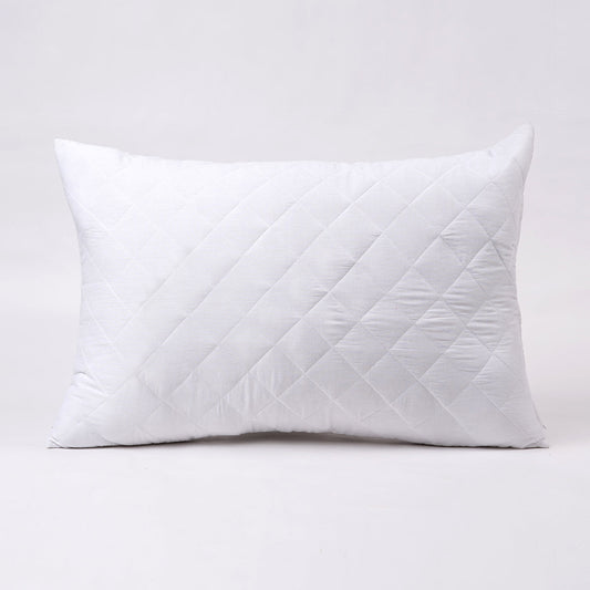 White Quilted Cotton Pillow Protector with Zipper – Multiple Sizes