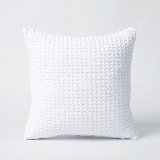Natural White Waffle Cotton Pillow and Cushion Cover Set