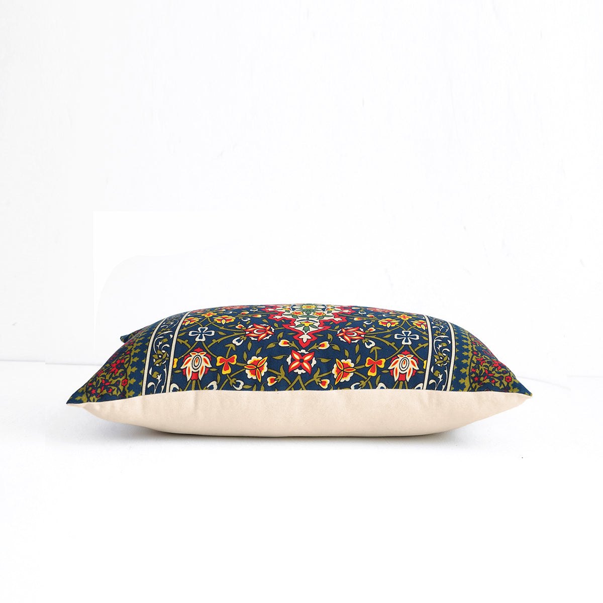 Luxurious Persian Floral Pillow Cover with Jewel‑Tone Print