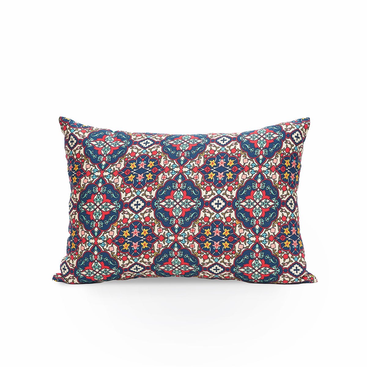 Jewel-Tone Persian Floral Pillow Cover 14x21 Inch Cotton Satin