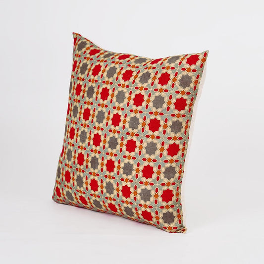 Zellij Geometric Pillow Cover – Earthy Cotton Blend, Multiple Sizes