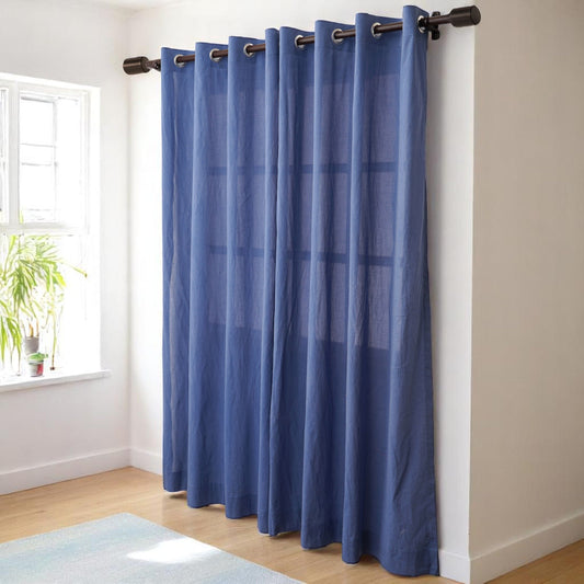 Stonewashed Denim Blue Sheer Cotton Voile Curtain 52x63 Inches