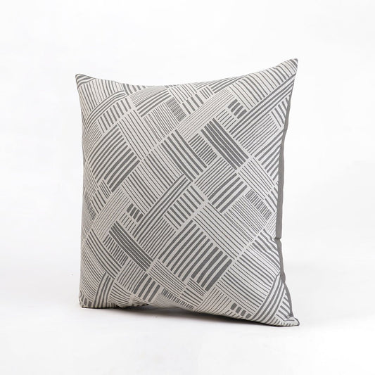Modern Retro Grey Geometric Pillow Cover – Cotton, Multiple Sizes