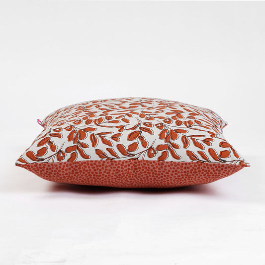 Terracotta Leaf Print Reversible Cotton Pillow Cover – Modern Retro