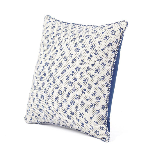 Indigo Dominoterie Small Floral Print Cotton Cushion Cover | 16", 18", 20" & 24" | Zip Closure