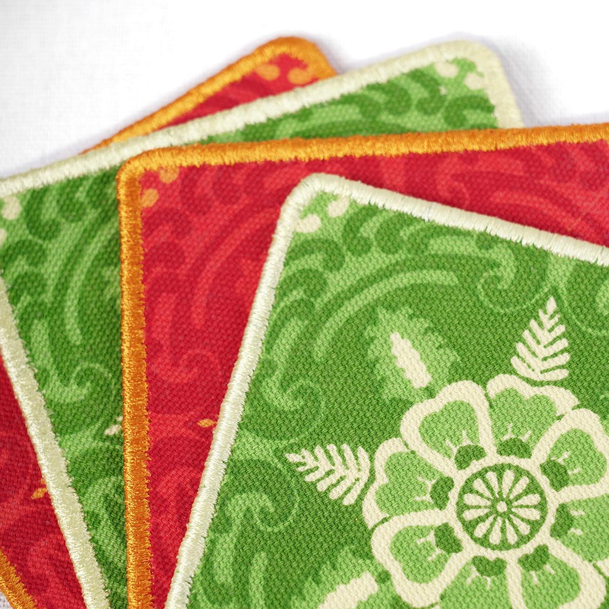 Premium 8‑Piece Reversible Cotton Coaster Set with Wooden Box