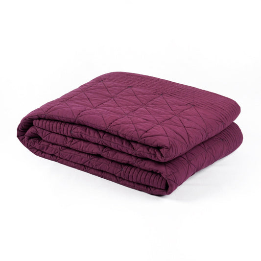 Premium PLUM Cotton Hand‑Quilted Luxury Diamond Comfort Bedspread