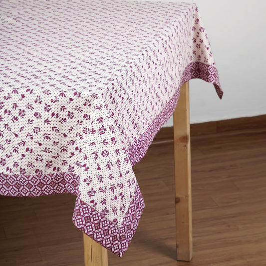 Plum Dominoterie Small Floral Print Cotton Table Cover with Border