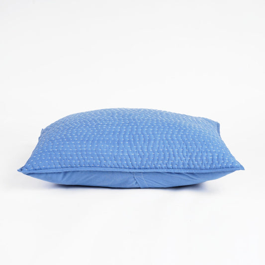 Denim Blue Kantha Pillow Sham – 100% Cotton, Multiple Sizes