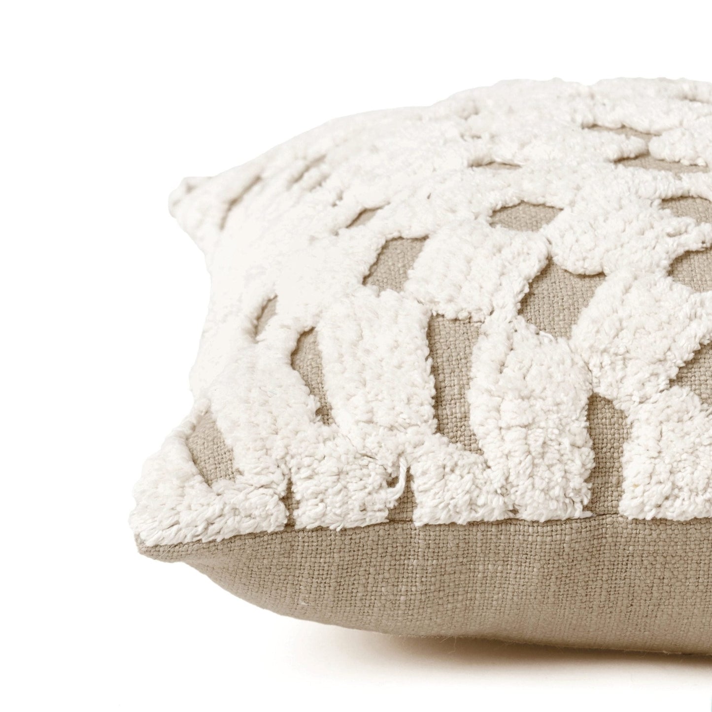 Zulu Checkered Tufted Off-White Beige 18x18 Pillow Cover