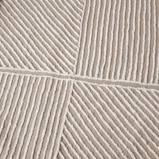 Zulu Beige & Off White Cotton Tufted Throw Blanket | 100% Slub Cotton | 50×60 Inches