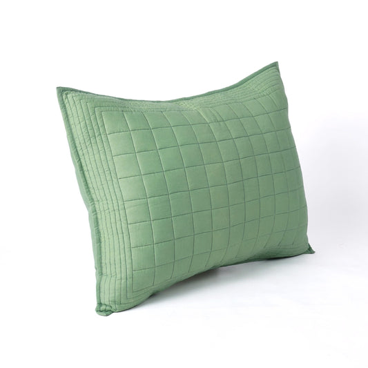 Sage Green Cotton Quilted Pillow Cases – Soft Handcrafted Luxury