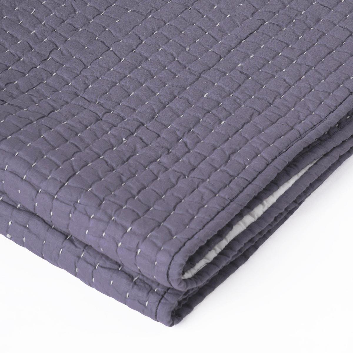 Lavender Hand Quilted Cotton Throw Blanket – Classic Stripe 130×150 cm