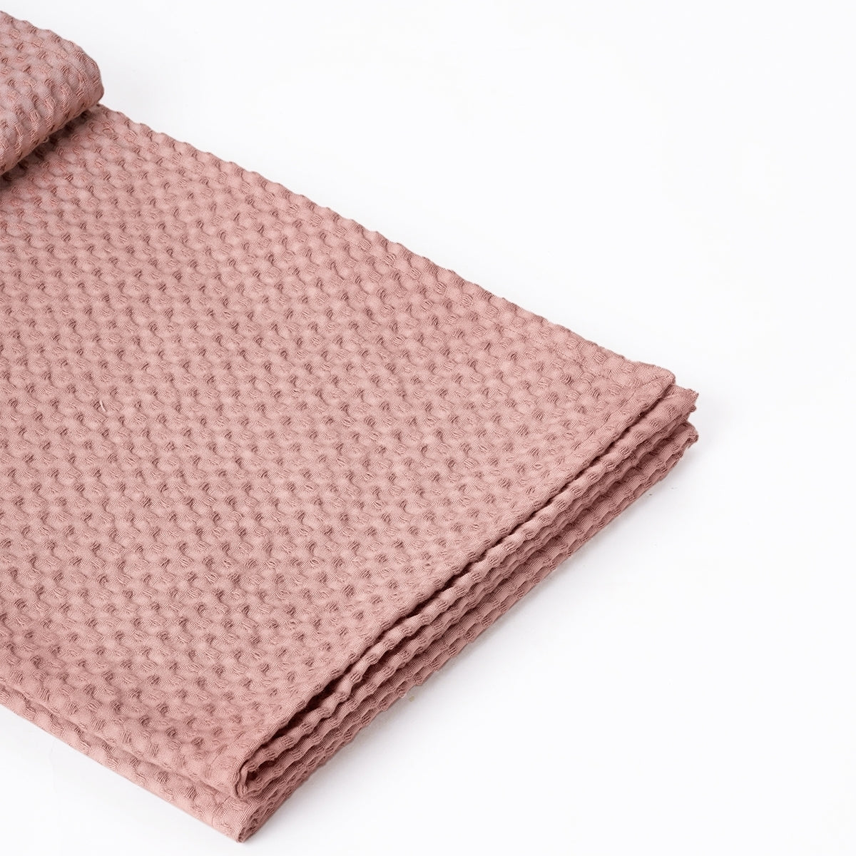Old Rose Waffle Cotton Throw Blanket – Soft 130×150 cm