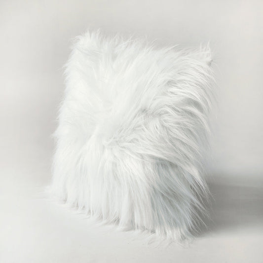Plush White Faux Fur Pillow Cover – Luxurious Softness, Multiple Sizes