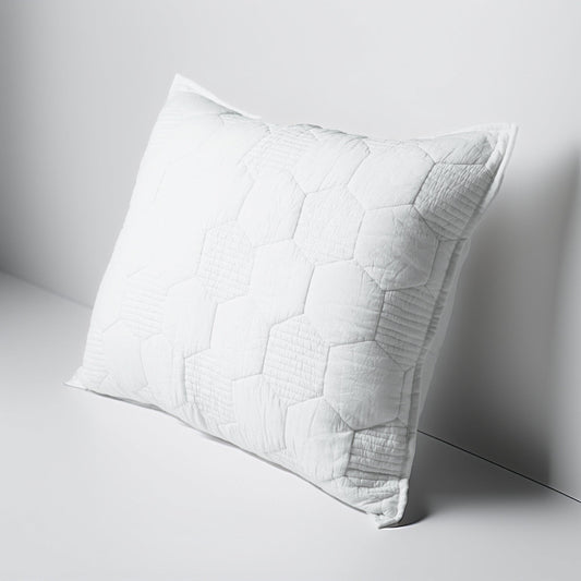 White Hexagon Quilted Pillowcase Set – 100% Cotton, Multiple Sizes