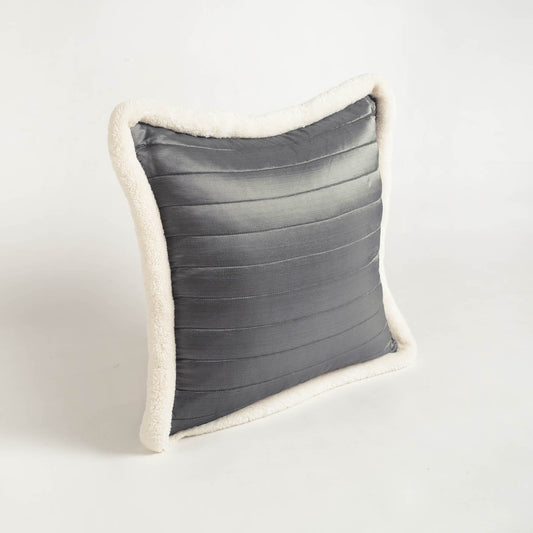 Grey Quilted Faux Silk Cushion Cover – Scandinavian Nordic Pillowcase