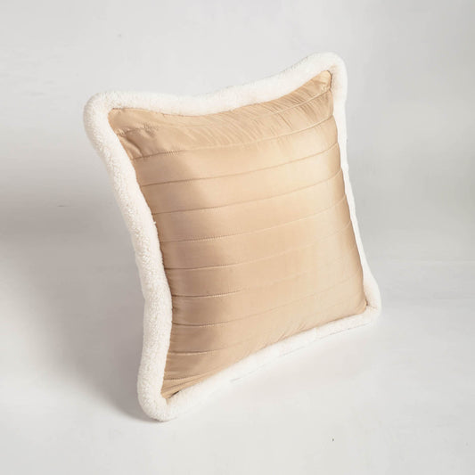 Beige Quilted Faux Silk Cushion Cover – Scandinavian Pillowcase