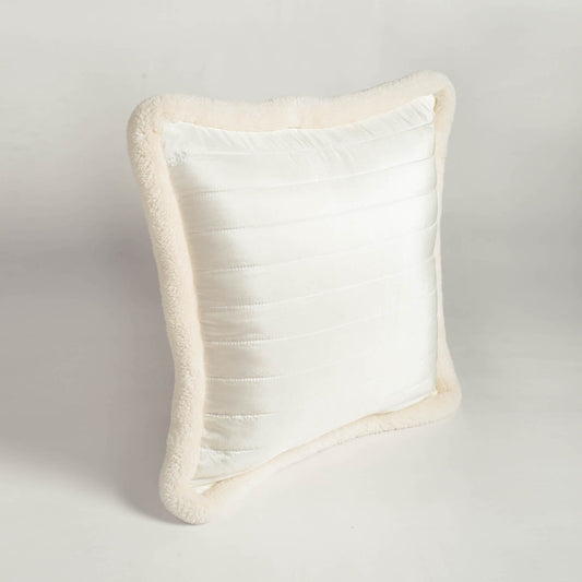 Svenska White Quilted Faux Silk Cushion Cover Nordic Throw Pillow