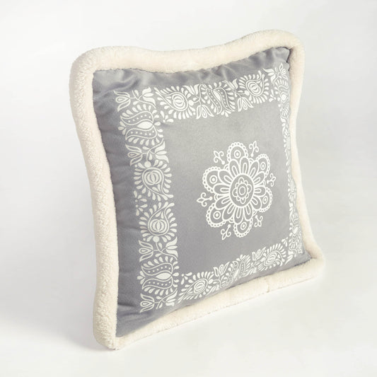 Svenska - Grey Engineered Print Cushion Cover | Faux Suede | Nordic Style