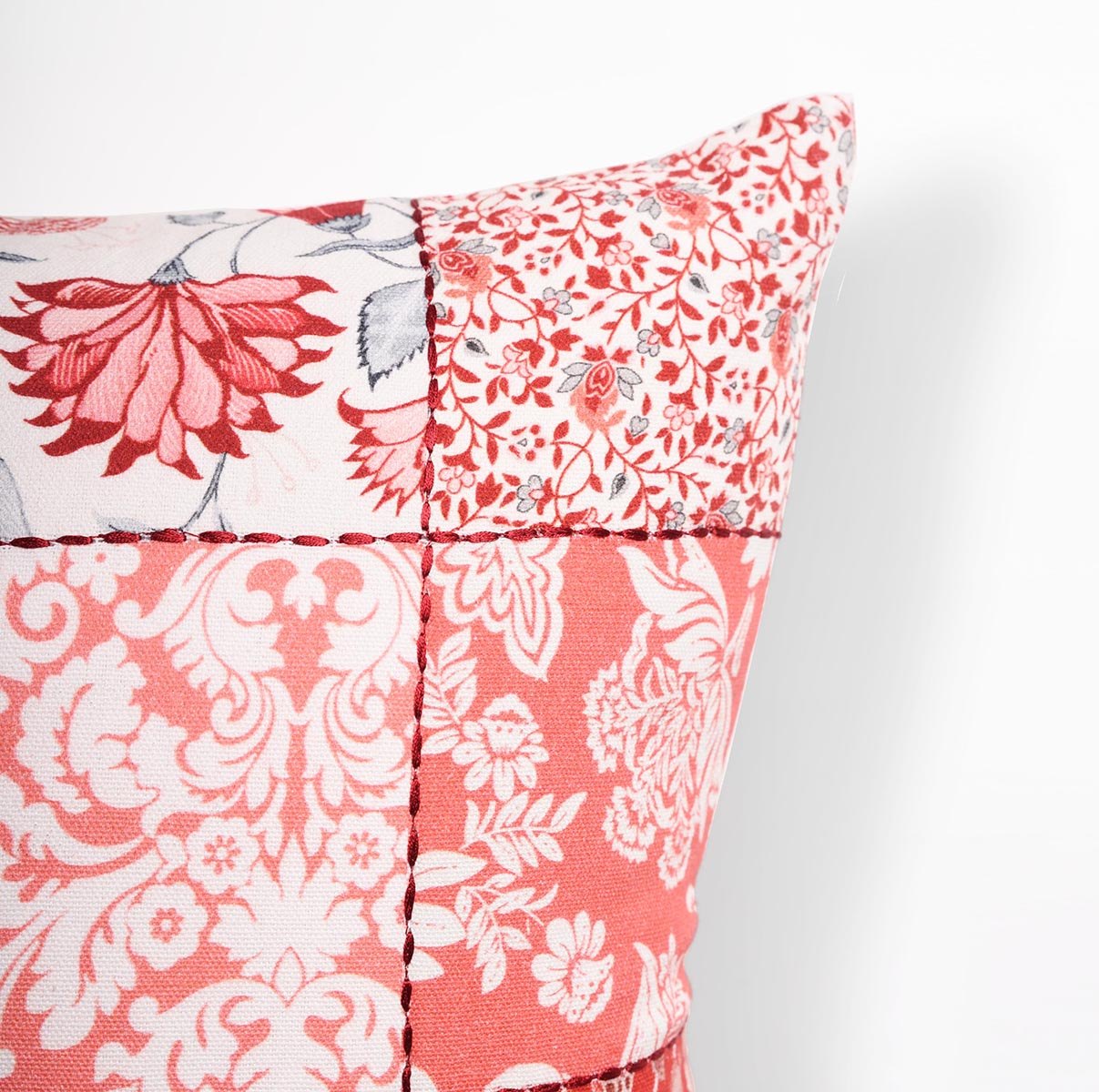 French Vintage Patchwork Print Pillow Cover 16x16 Inch