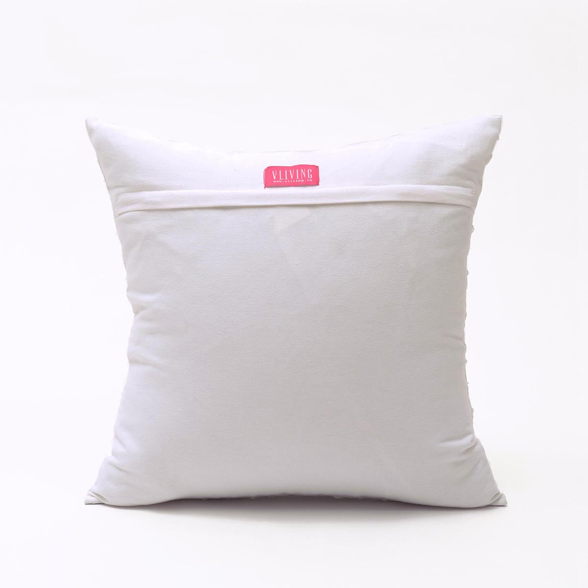 Elegant White Cotton Geometric Arabesque Appliqué Pillow Cover