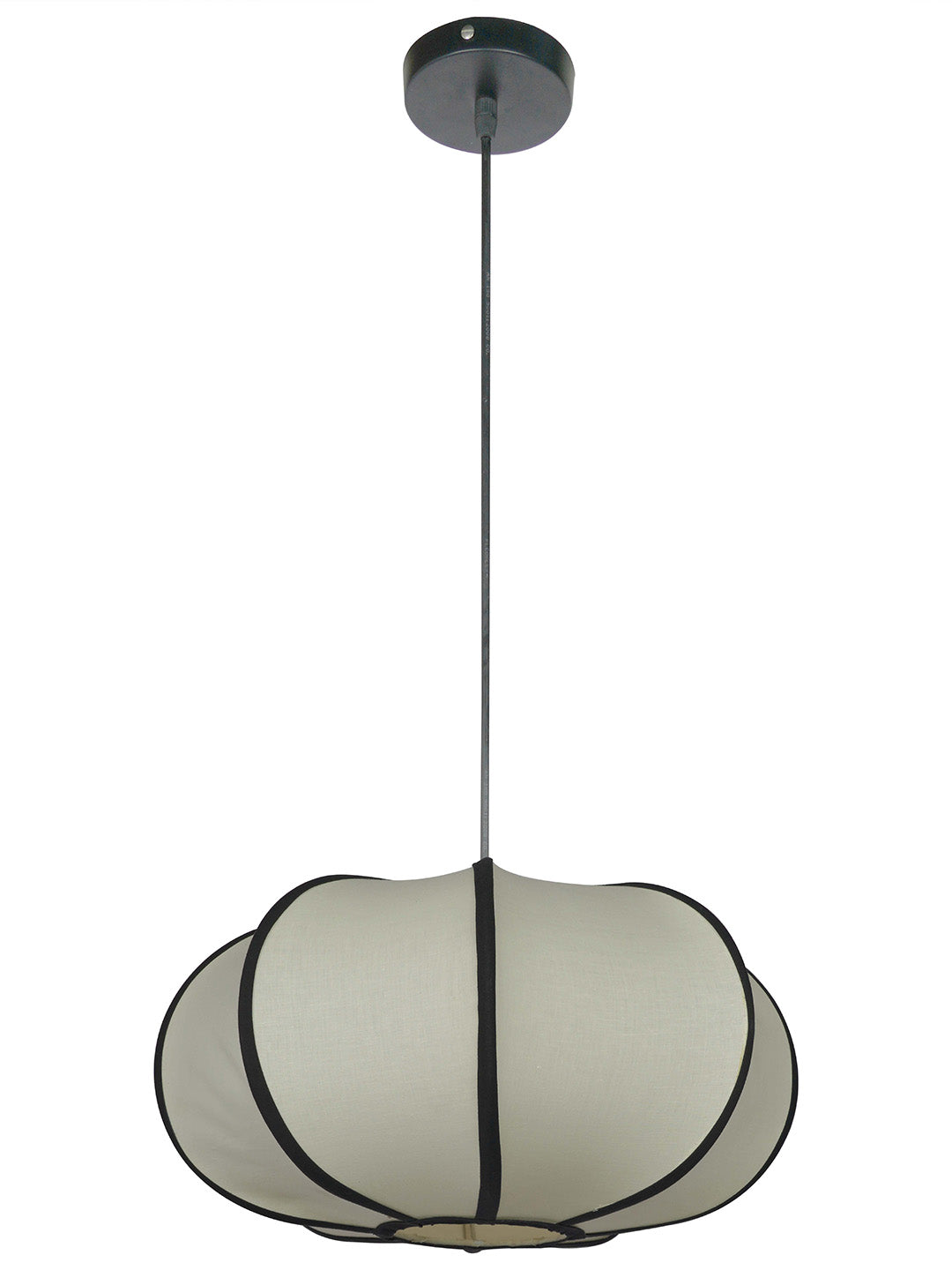 White Fabric 1-Light Pumpkin Pendant Light – 45.7 cm