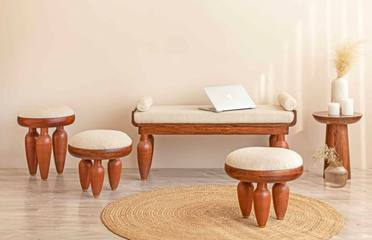 Handcrafted Luxury Terracotta & Brass Mushroom‑Style Bench – KLEI Collection