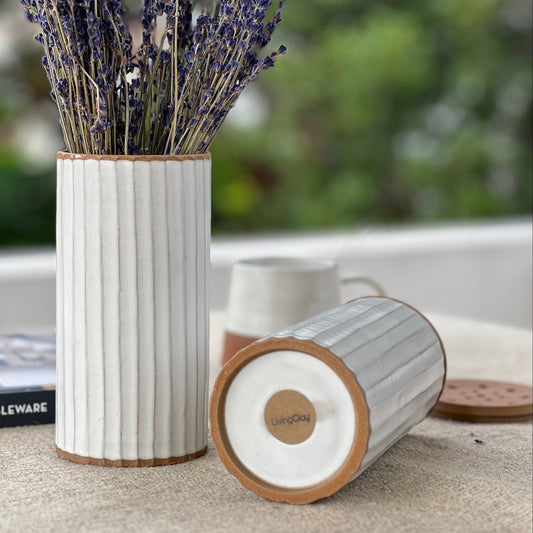 Handcrafted Faceted Clay Vase for Foraging Garden Décor