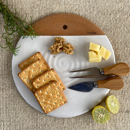 Handcrafted Clay Charcuterie Board with 25.5 cm Diameter