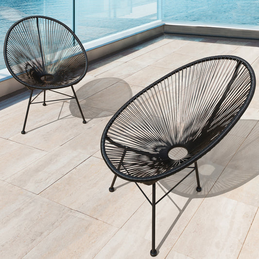 Elegant Wicker Outdoor Patio Chairs Set (2) with Matching Side Table