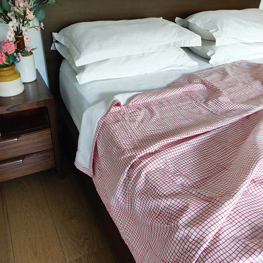 Red Check Triple-Layer Soft Cotton Dohar Blanket Premium