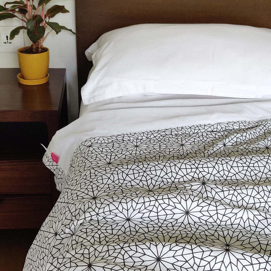 Black White Moroccan 3‑Layer Cotton Dohar Blanket – Soft Stylish