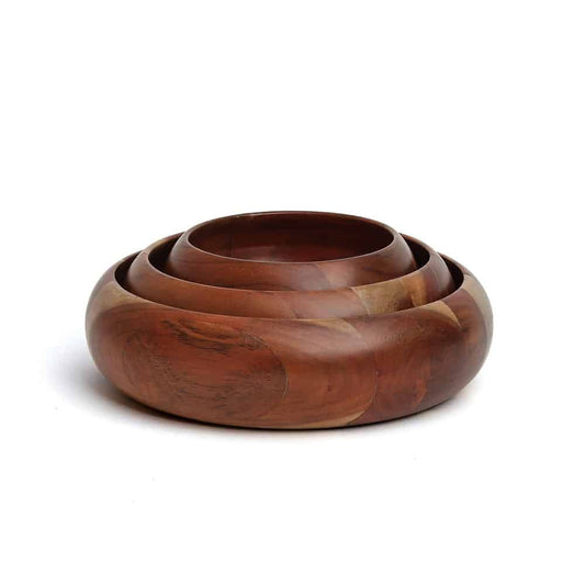 Cory Rich Handcrafted Wooden Serving Bowl Set of Three