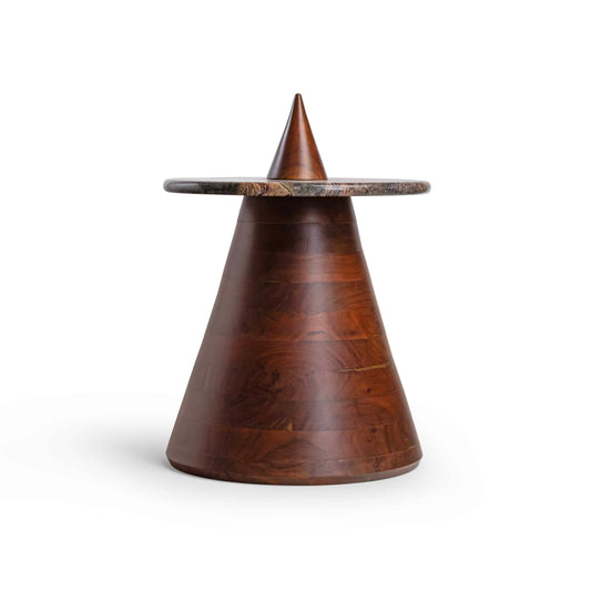 Handcrafted Bidasar Stone Pyramid Table with Removable Marble Top