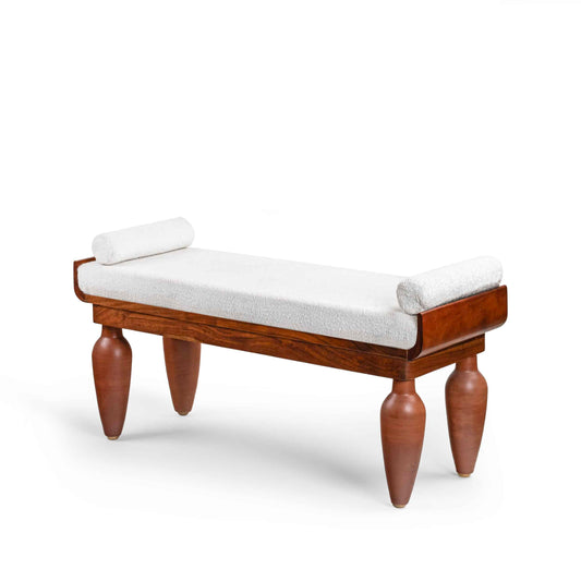 Handcrafted KLEI Collection Terracotta Bench with Brass Accents