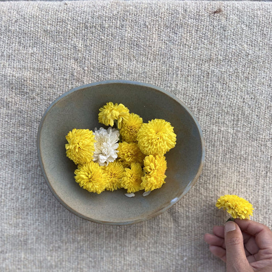 LivingClay Flow 1 Handcrafted Stoneware Plate with Cloudy Blue Glaze