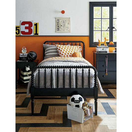 Premium Black Acacia Wood Queen Bed with Anti‑Tip Hardware