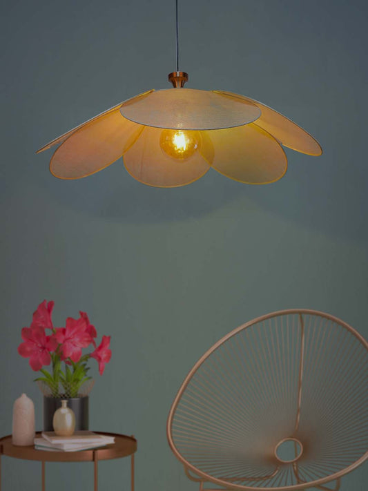 Brown Fabric 1-Light Pendant Light – 76.2 cm