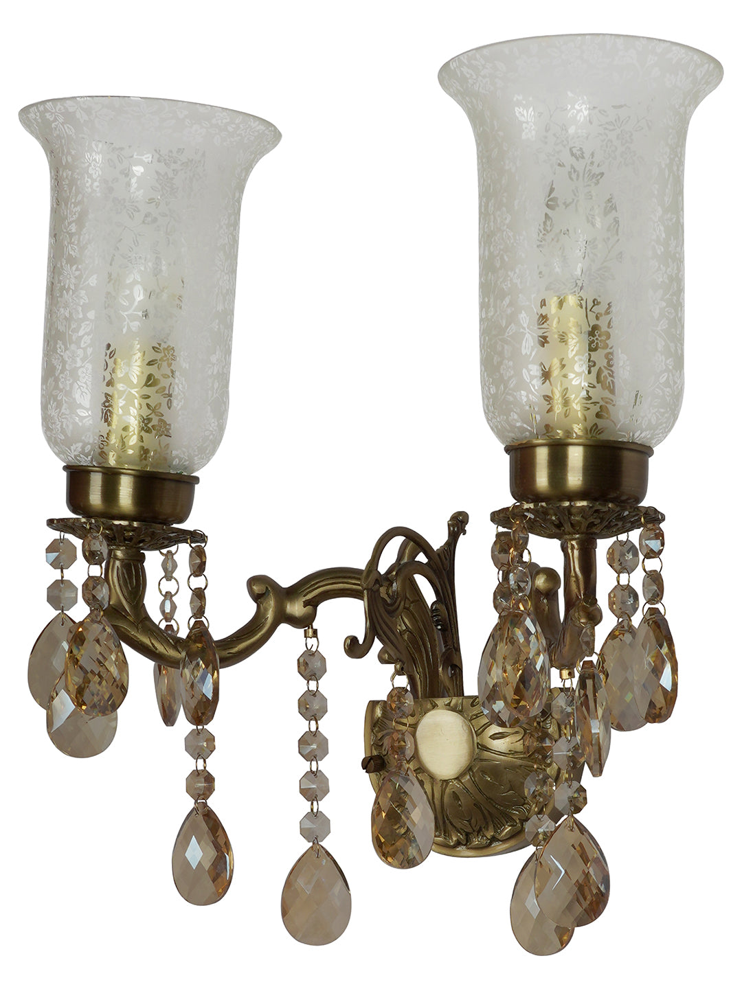 Brass Antique Glass Brass 2-Light Wall Sconce – 35.6 cm
