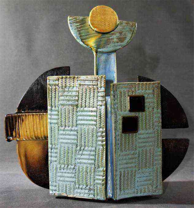 Fragments of Life Ceramic Sculpture by Usha Garodia - Abstract Art Deco Piece