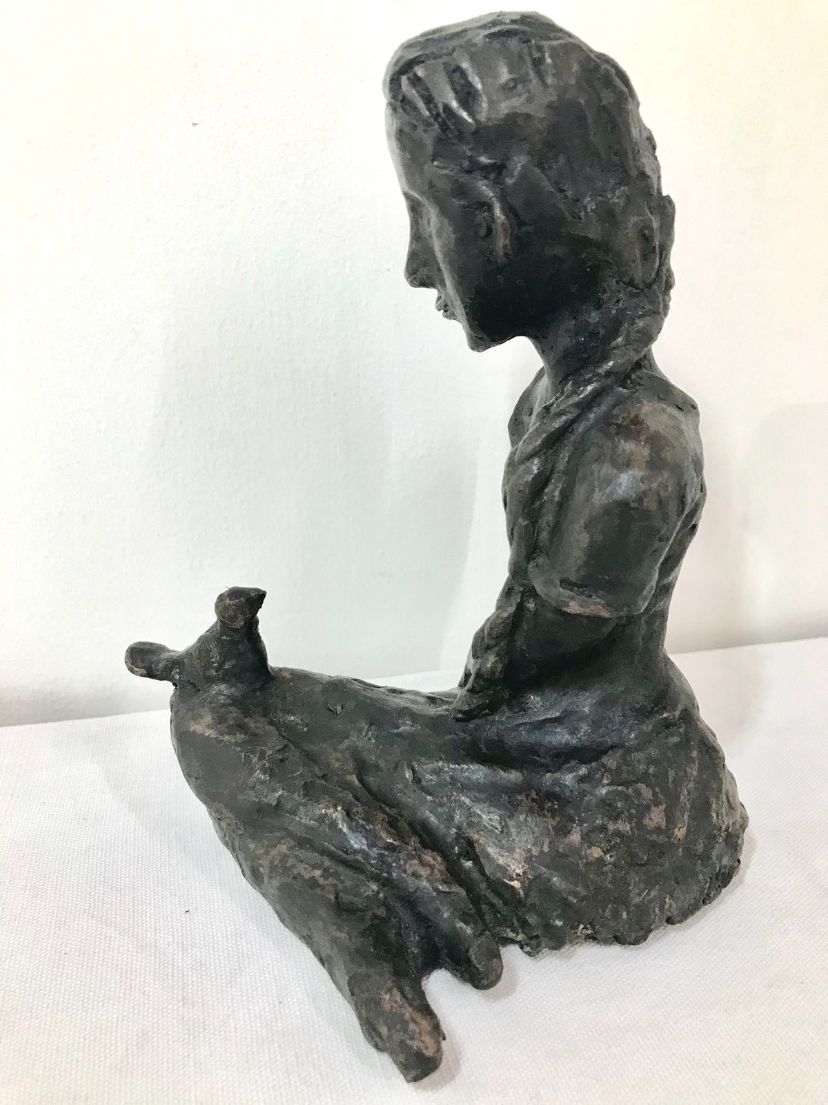 Exquisite Bronze Sculpture: The Story Teller by Usha Ramachandran, Art Deco Masterpiece