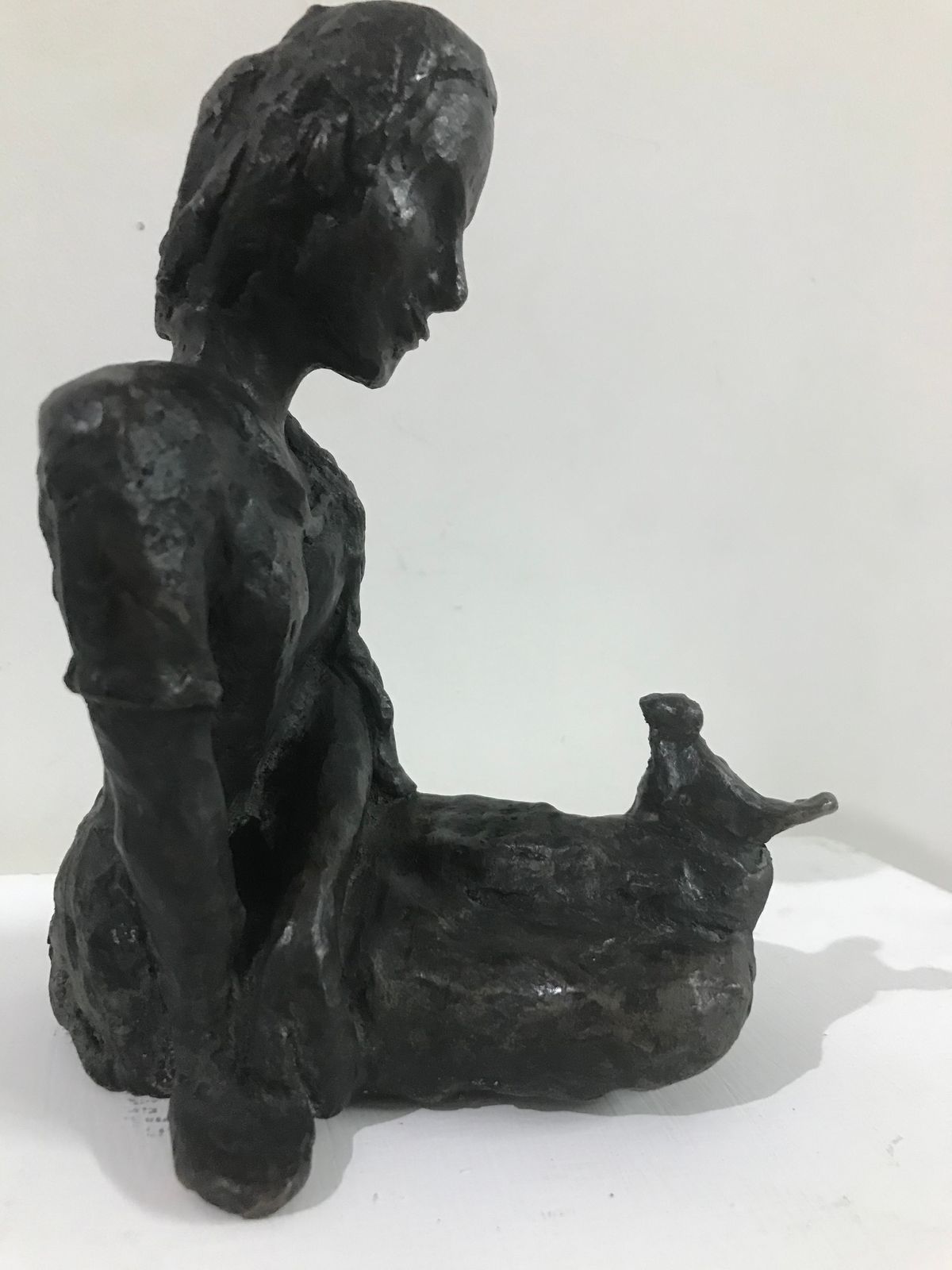 Exquisite Bronze Sculpture: The Story Teller by Usha Ramachandran, Art Deco Masterpiece