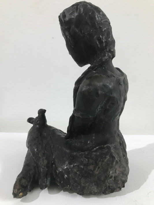 Exquisite Bronze Sculpture: The Story Teller by Usha Ramachandran, Art Deco Masterpiece