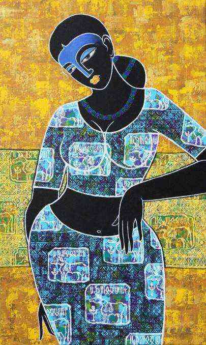 Captivating Celestial Beauty Harappa: Original Acrylic Canvas Painting by Pratiksha S Bothe