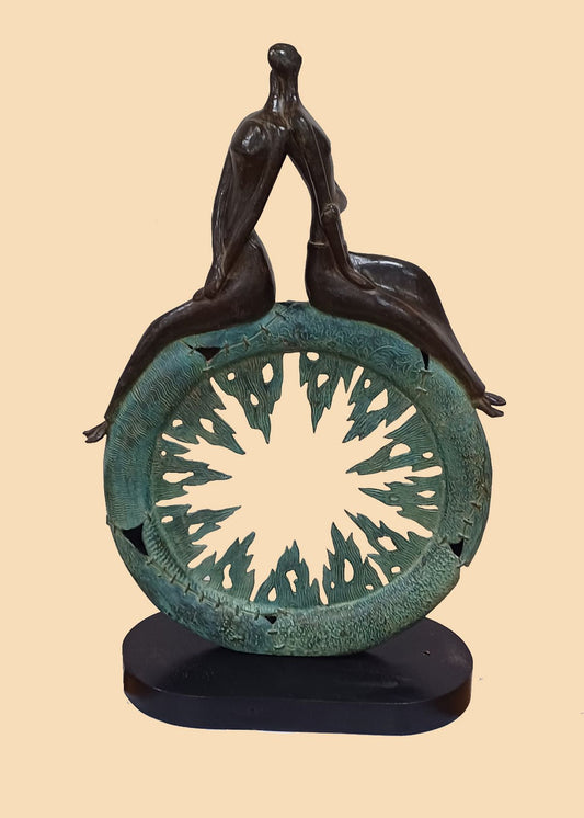 Subrata Paul's 'Life Circle' Bronze Sculpture: Symbolic Human Journey on Time Wheel