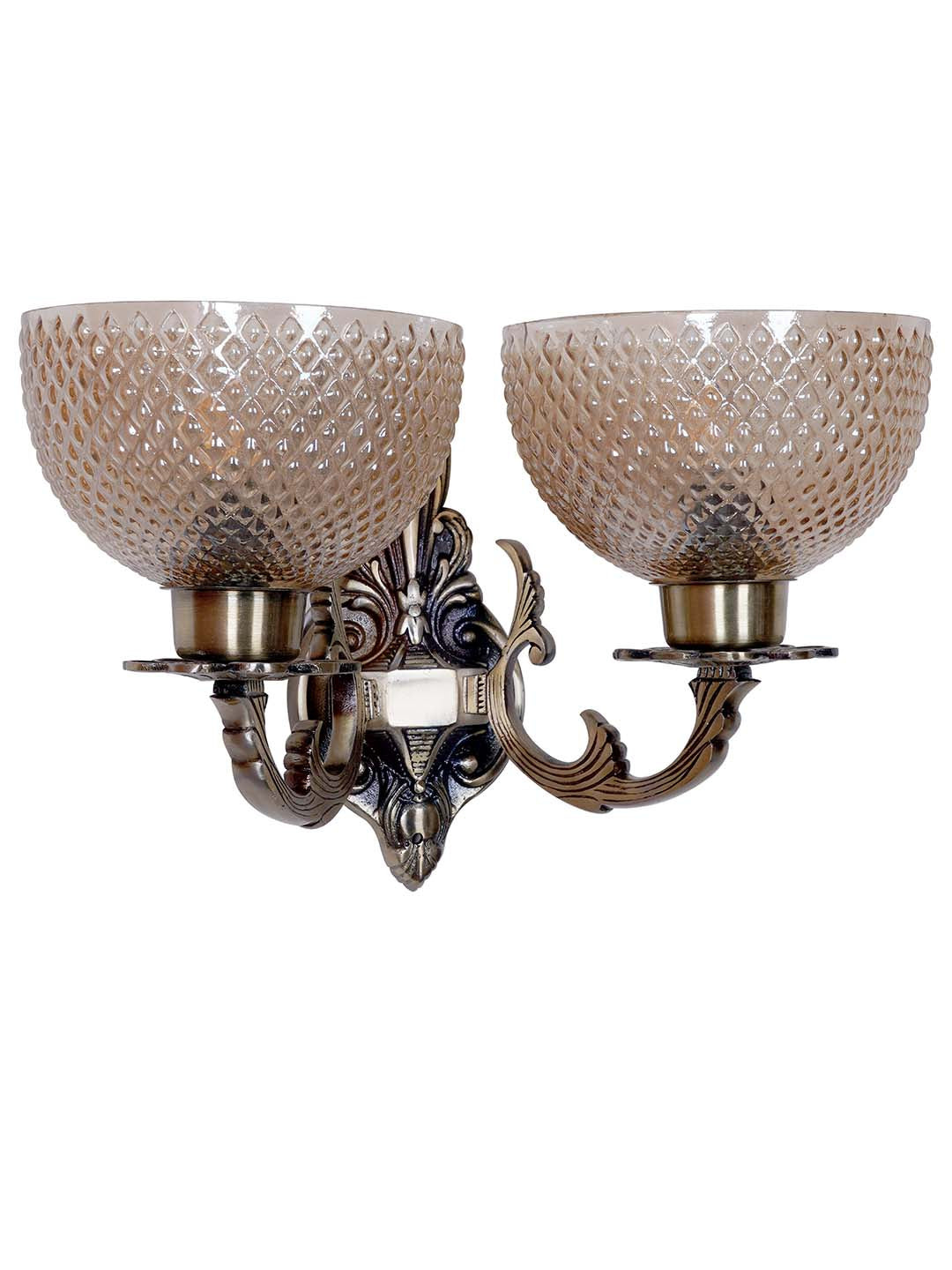 Brass Antique Glass Aluminium 2-Light Wall Sconce – 38.1 cm