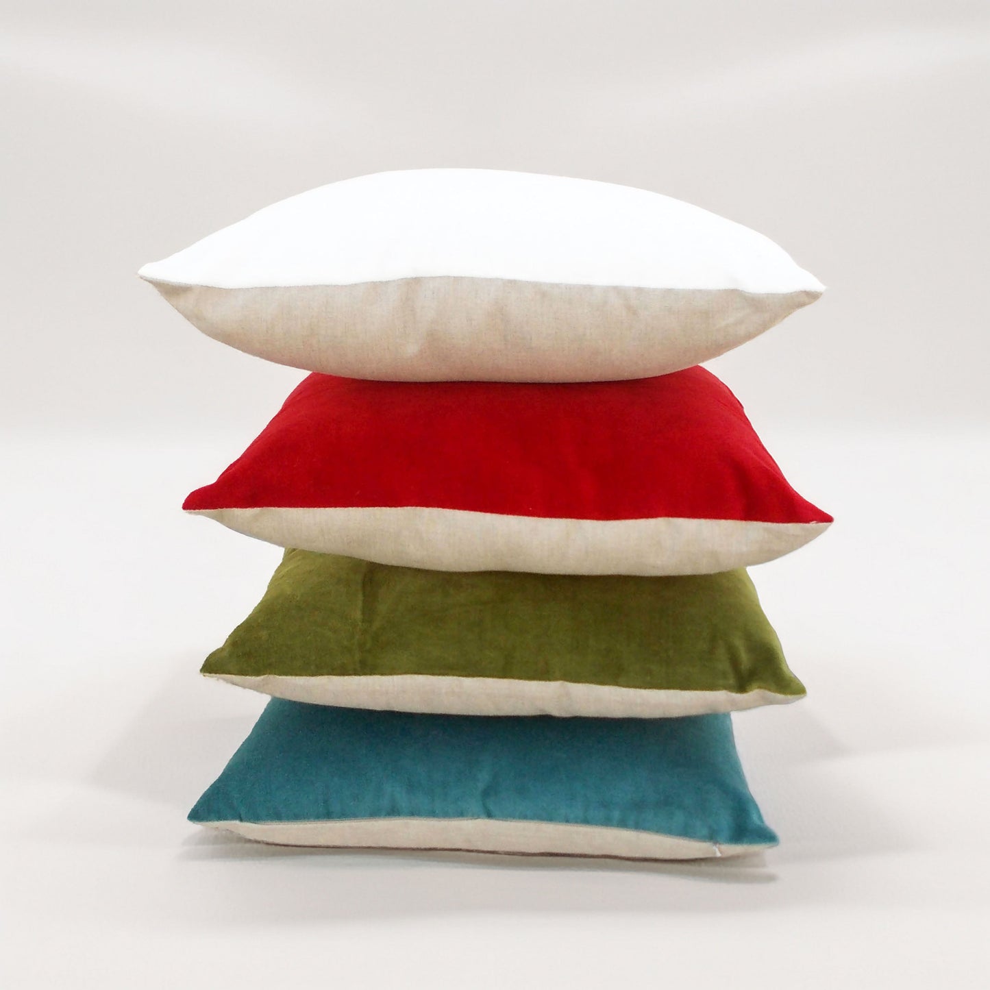 Red Velvet & Linen Reversible Christmas Cushion Cover 40x40cm
